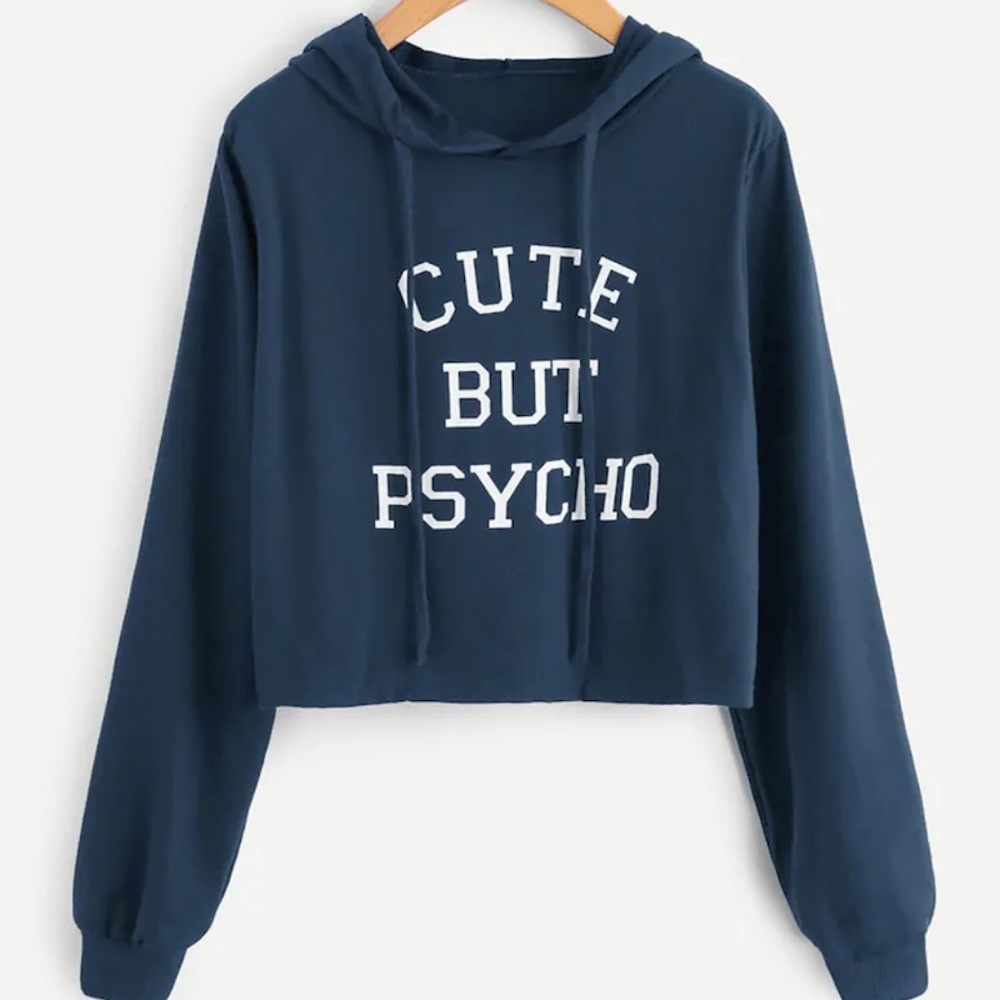 NWOT CUTE BUT PSYCHO Crop Hoodie